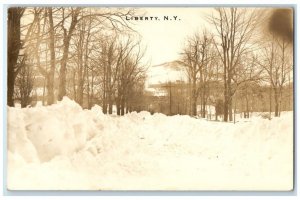 c1920's Otto Hillig Snow Winter Street Scene Liberty NY RPPC Photo Postcard