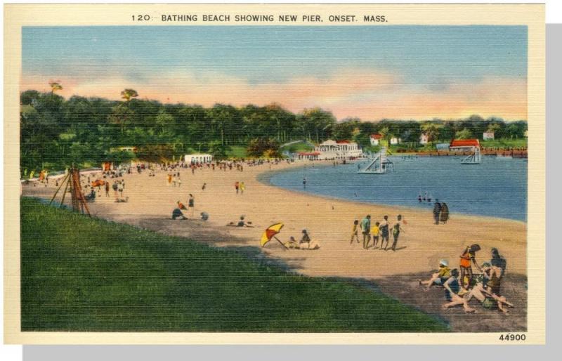 Onset, Massachusetts/Mass/MA Postcard, New Pier/Bathing Beach, Cape Cod