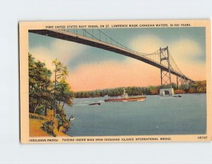 Postcard First United States Navy Vessel On St. Lawrence River, Canada