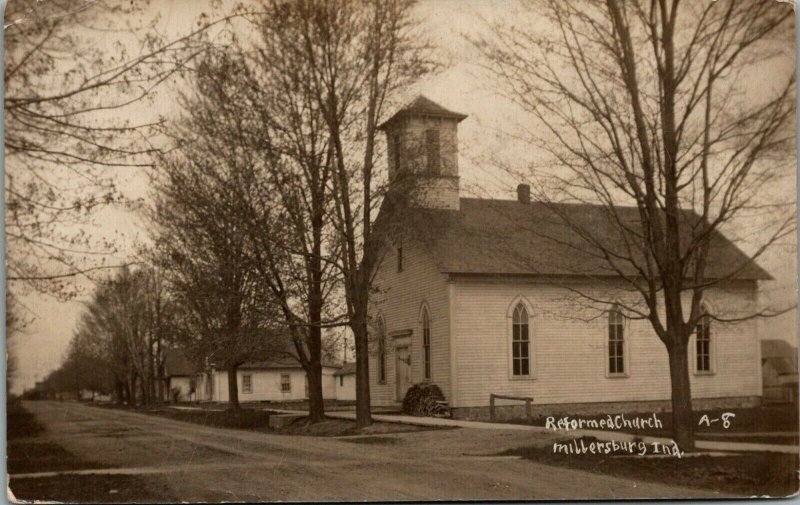 Millersburg Indiana~Reformed Church~Ministering Where the People Live~1908 RPPC 