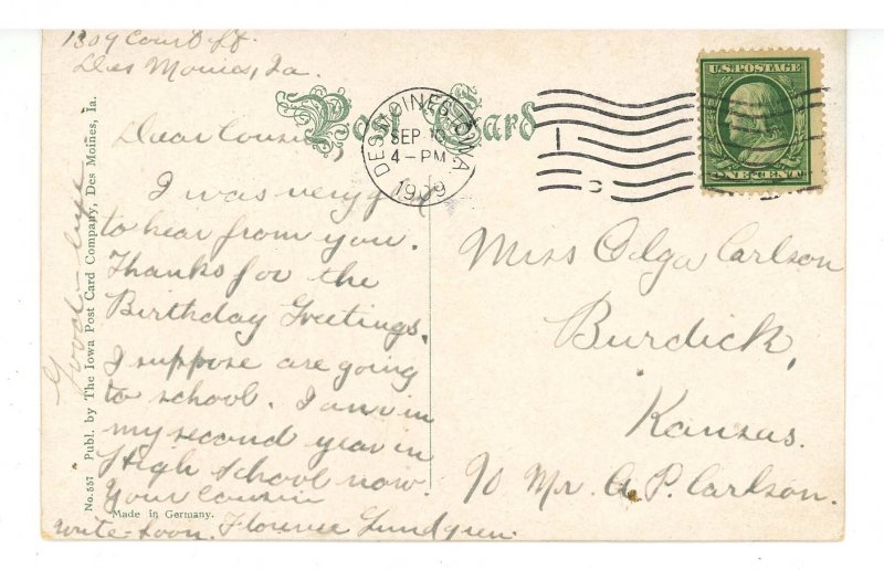 IA - Des Moines. Grand Avenue looking East ca 1909