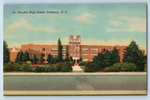 Salisbury North Carolina NC Postcard Entrance To Boyden High School Building