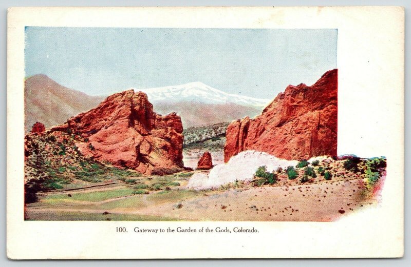 Colorado Springs~Gateway to Garden of the Gods~c1905 Heavily Embossed Postcard 