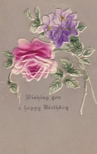 Birthday Greetings With Roses Embossed