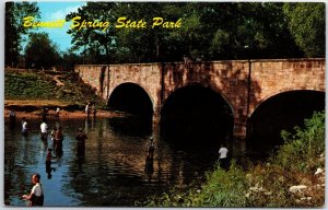 VINTAGE POSTCARD FISHING SCENE AT BENNET SPRING STATE PARK MISSOURI