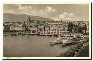 Old Postcard Geneve La Rade Boat