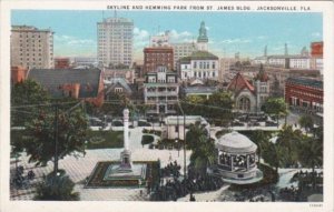 Florida Jacksonville Skyline and Hemming Park From St James Building Curteich