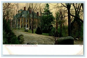 1906 Green Hill Mansion, Worcester Massachusetts MA Antique Unposted Postcard