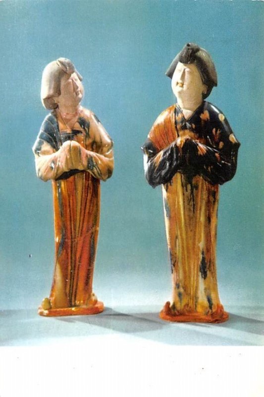 Tree colour glazed female figuriens, Tang Dynasty China, People's Republic of...