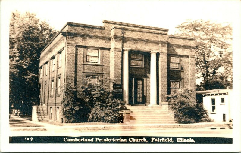 Vtg Cartolina 1940s RPPC Cumberland Presbiteriano Chiesa - Fairfield Il Illinois