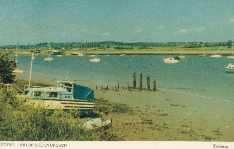 Boats at Hillbridge On Crouch Near Southend Essex 1970s Rare Postcard