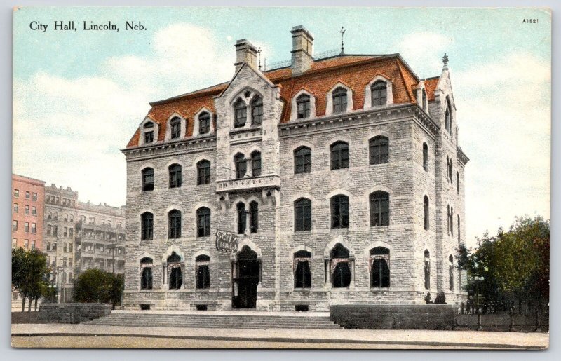 City Hall Lincoln Nebraska NB Government Office Building Front View Postcard