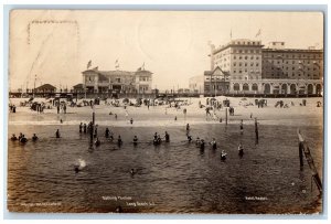 1912 Bathing Pavilion Hotel Nassau Long Beach Long Island NY RPPC Photo Postcard 