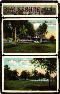 PC GOLF, USA, IL, GALESBURG, GOLF LINKS, CLUB HOUSE, Vintage Postcard (b45439)