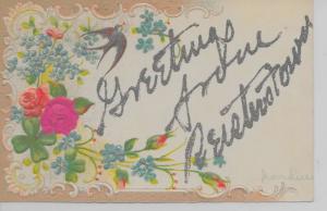 Reisterstown Maryland Greetings From blue bird glittered antique pc Z17937