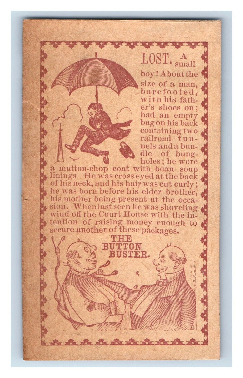 1870s Victorian Comical Story Trade Card 