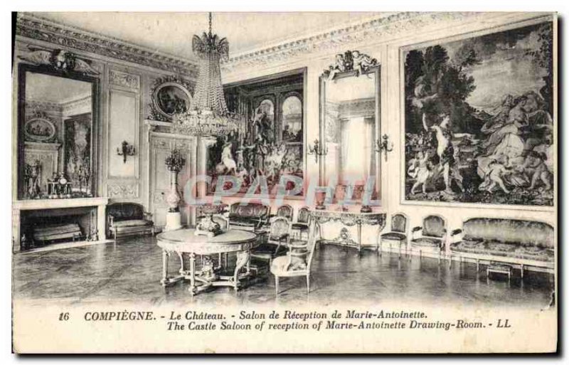 Old Postcard Compiegne Chateau Reception Marie Antoinette Salon