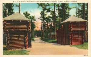 Vintage Postcard Entrance Fort Raleigh Reservation Roanoke Island North Carolina