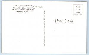 ALGONQUIN, IL Illinois ~ IRON SKILLET RESTAURANT  c1960s Roadside  Postcard