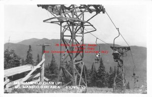 VT, Stowe, Vermont, RPPC, Mount Mansfield Chair Lift, Ski Area, Photo