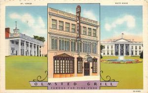 Vintage Postcard Olmsted Grill Washington D.C. Diner Multiview Linen Roadside