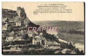 Old Postcard The Dordogne Pitttoresque feudal Chateau Castelnaud in Sarlat