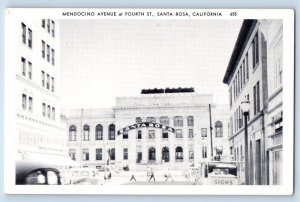 Santa Rosa California CA Postcard Mendocino Avenue Fourth Street 1940 Clear View