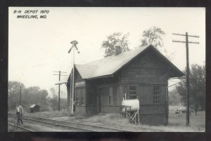 RPPC WHEELING MISSOURI RAILROAD DEPOT TRAIN STATION REAL PHOTO POSTCARD