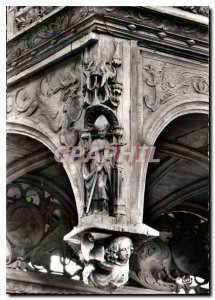 Postcard Modern Villemaur on Dawn Church valve angle Jube Statue of Bishop Wo...
