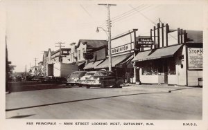 J79/ Bathurst New Brunswick Canada RPPC Postcard c1940s Main St Store 370