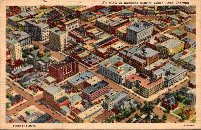 Indiana South Bend Aerial View Of Business District 1949 Curteich