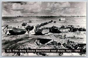 Military~Anzio Italy~US Fifth Army Ducks Beachhead~B&W Photo~WW2 Era~Vintage PC