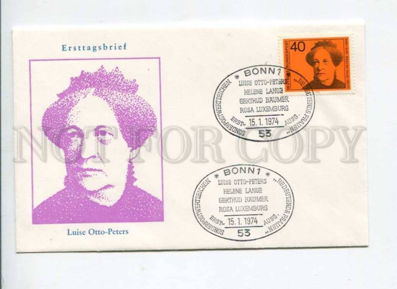 291523 GERMANY 1974 First Day COVER Luise Otto-Peters