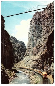 Vintage Diesel Train in the Royal Gorge Colorado Train Postcard