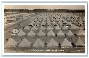 c1930's 213 TH CANG Camp At VA Beach RPPC Photo Posted Vintage Postcard