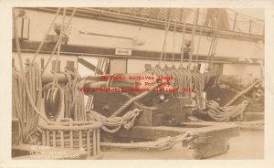 Unknown Location, RPPC, US Navy Ship, Artillery Guns, R.E. McIntyre Photo