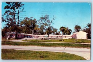 Biloxi Mississippi MS Postcard Flamingo Hotel Court Exterior Roadside Scene 1956