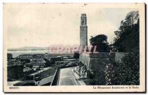 Old Postcard The American Monument Brest and La Rade