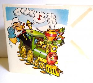 Popeye On Train Christmas Greeting Card Famous Comics Funnies 1951 King Features