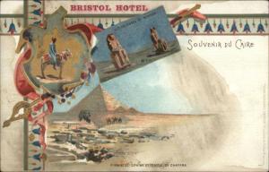 Cairo Egypt Shinx Pyramids BRISTOL HOTEL Promo c1900 Postcard