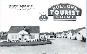 MARIETTA, GA Georgia  HOLCOMB TOURIST COURT  c1940s Roadside  Postcard