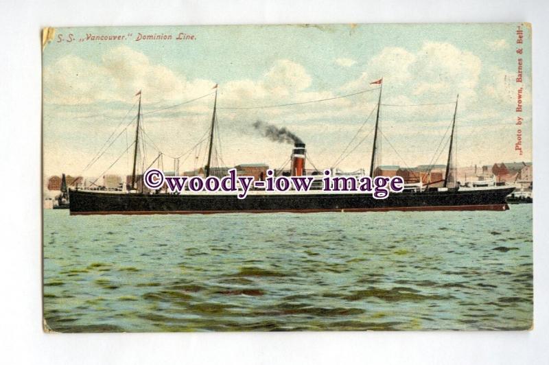 pf0168 - Dominion Line Liner - Vancouver , built 1884 - postcard