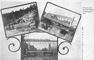 BRIDGE OVER BRANDYWINE WILMINGTON DELAWARE TRAIN QUARRY POSTCARD (c. 1905) 