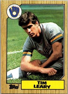 1987 Topps Baseball Card Tim Leary Milwaukee Brewers sk2358