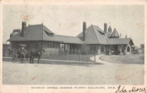 MICHIGAN CENTRAL RAILROAD STATION KALAMAZOO TRAIN DEPOT POSTCARD 1906