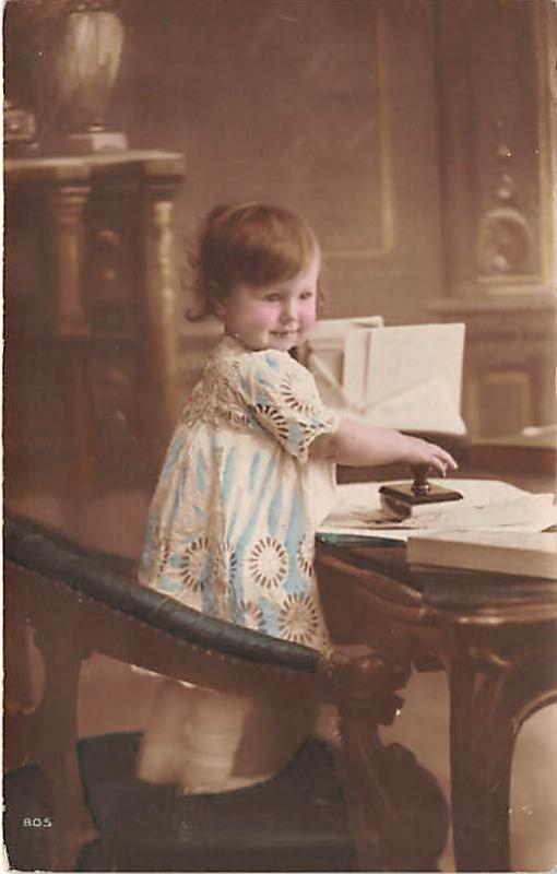 Little kid with a stamp Child, People Photo 1915 