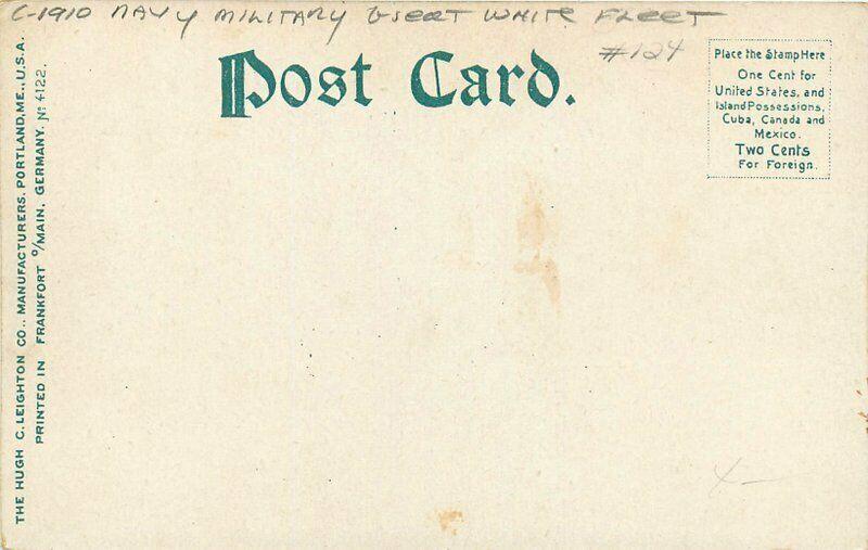 Battleship Maine Navy Military Greet White Fleet C-1910 Postcard Leighton 3322