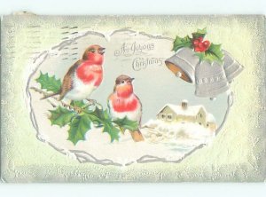 Divided-Back CHRISTMAS BIRDS SCENE Pretty Postcard W8522