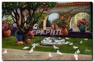 Old Postcard Saint Paul De Vence La Colombe d & # 39Or Garden provencal