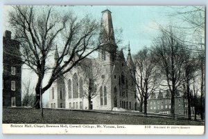 Mt. Vernon Iowa IA Postcard Science Hall Chapel Bowman Hall 1912 Antique Trees